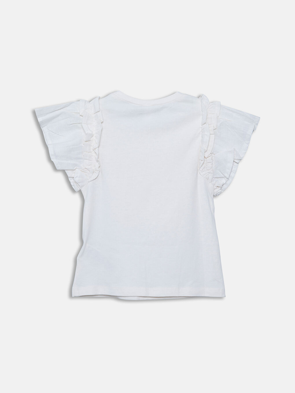 Қыздарға арналған принтті дөңгелек жағалы футболка-1