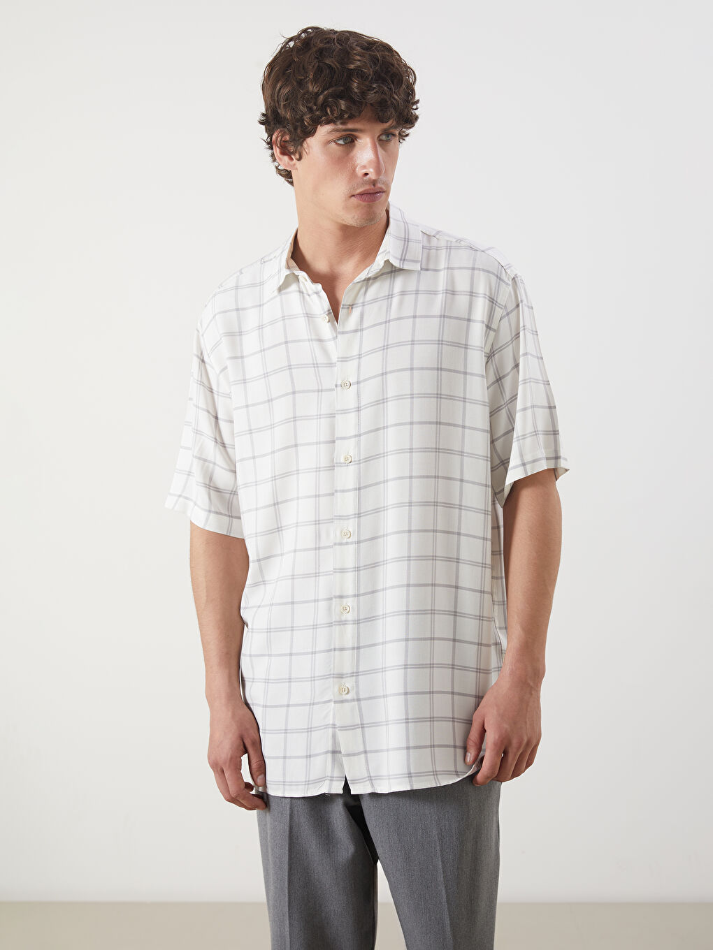 Regular Fit Short Sleeve Plaid Men's Shirt -S5PD37Z8-LLX