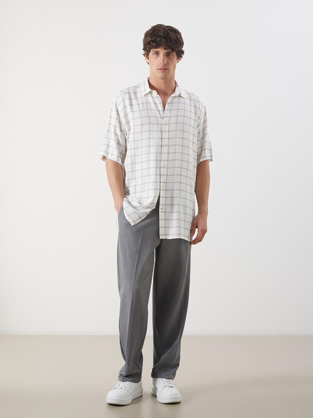 Regular Fit Short Sleeve Plaid Men's Shirt -S5PD37Z8-LLX