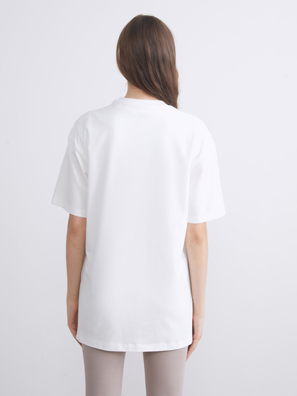 LCW Modest Crew Neck Printed Oversize Women's T-Shirt -S5PD65Z8-R9J