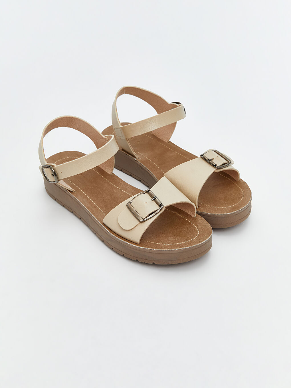 Bej Bilekten Bağlamalı Kadın Sandalet