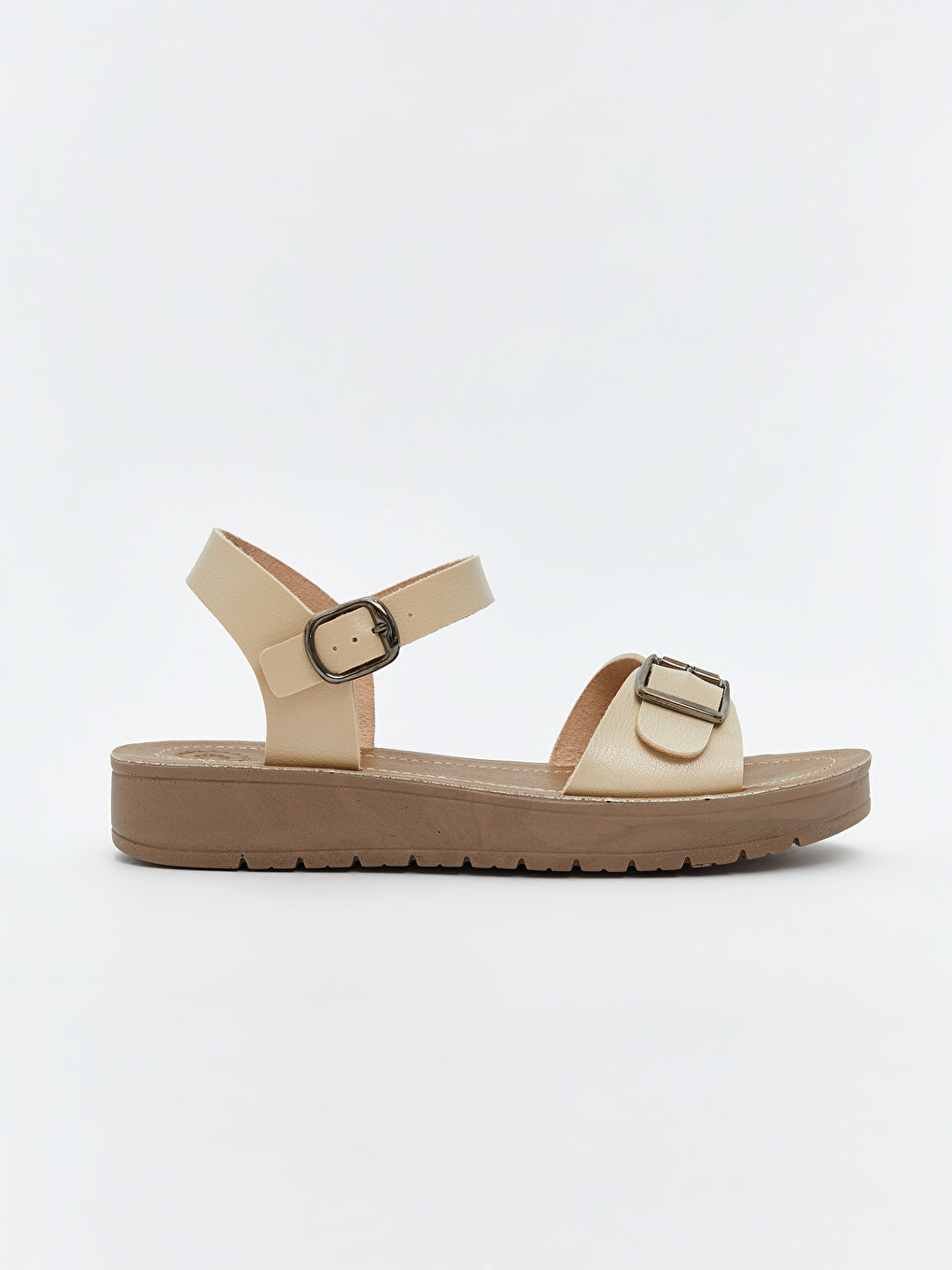 Bej Bilekten Bağlamalı Kadın Sandalet-1