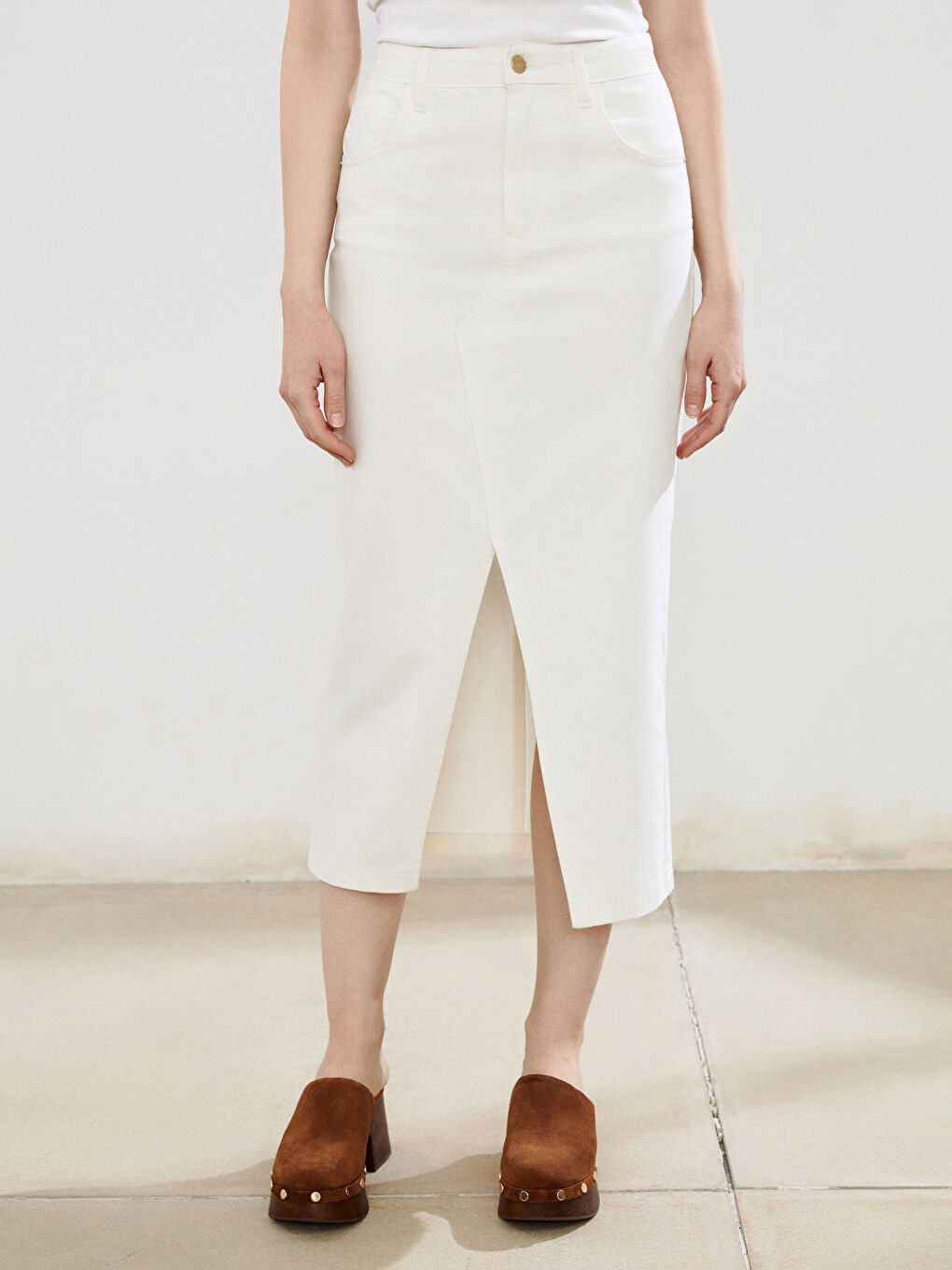 Woman WHITE Denim Skirt -S5PD97Z8-844