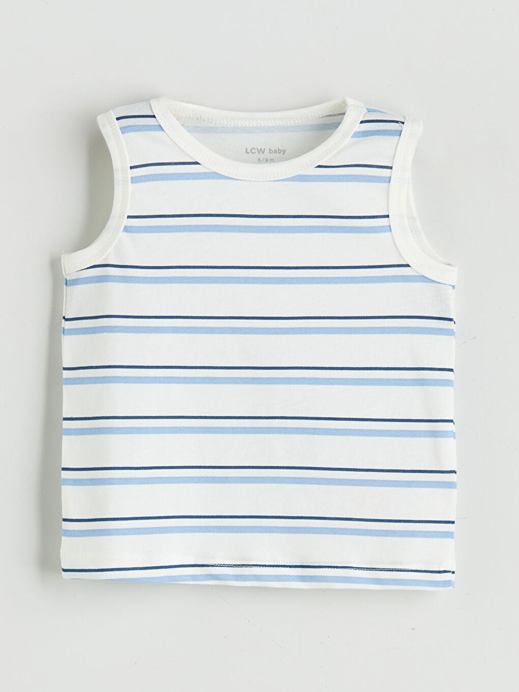 Ekru Bisiklet Yaka Çizgili Erkek Bebek Atlet