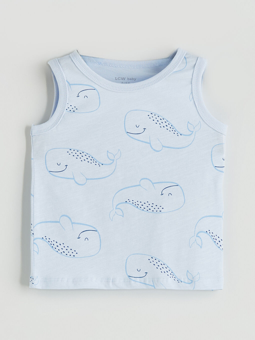 Mavi Bisiklet Yaka Baskılı Erkek Bebek Atlet