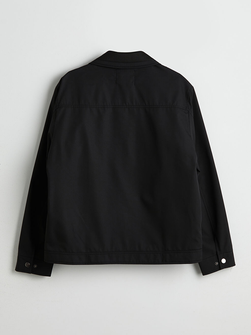 Siyah Standart Kalıp Gömlek Yaka Erkek Mont-6