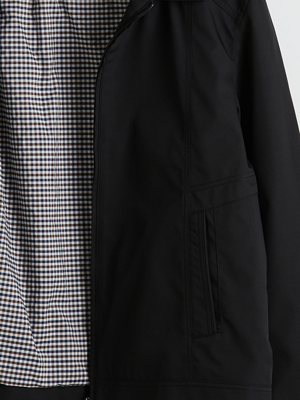 Siyah Standart Kalıp Gömlek Yaka Erkek Mont-7