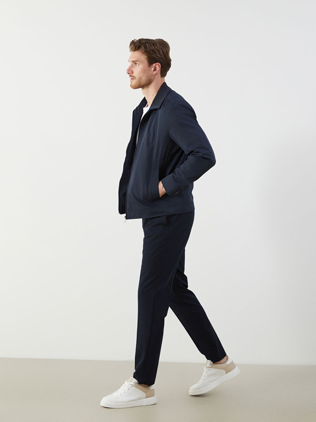 Lacivert Standart Kalıp Gömlek Yaka Erkek Mont-1