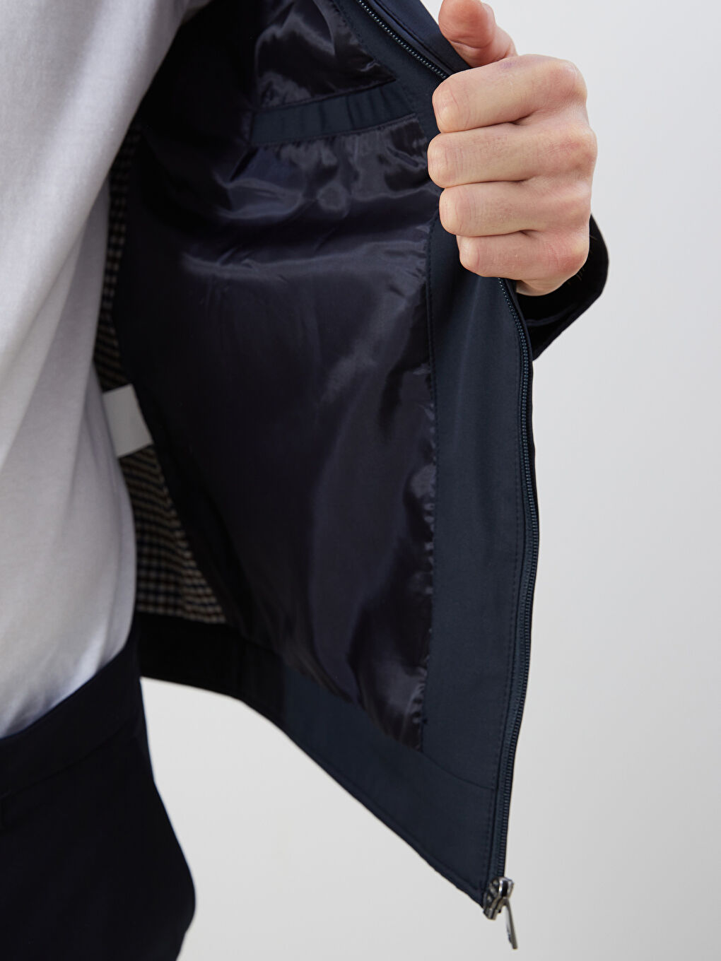 Lacivert Standart Kalıp Gömlek Yaka Erkek Mont-2