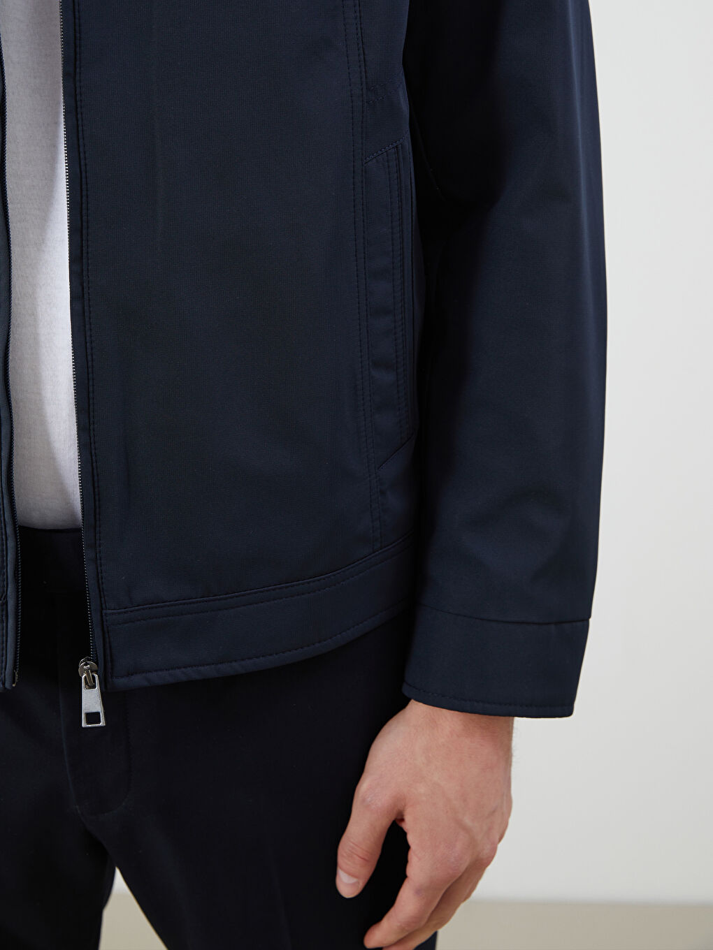 Lacivert Standart Kalıp Gömlek Yaka Erkek Mont-3