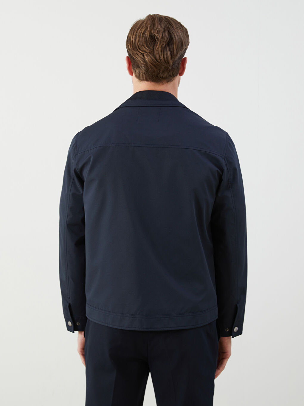 Lacivert Standart Kalıp Gömlek Yaka Erkek Mont-4