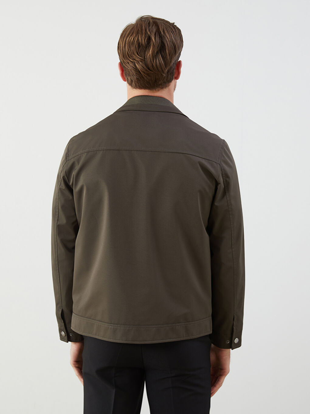 Haki Standart Kalıp Gömlek Yaka Erkek Mont-4