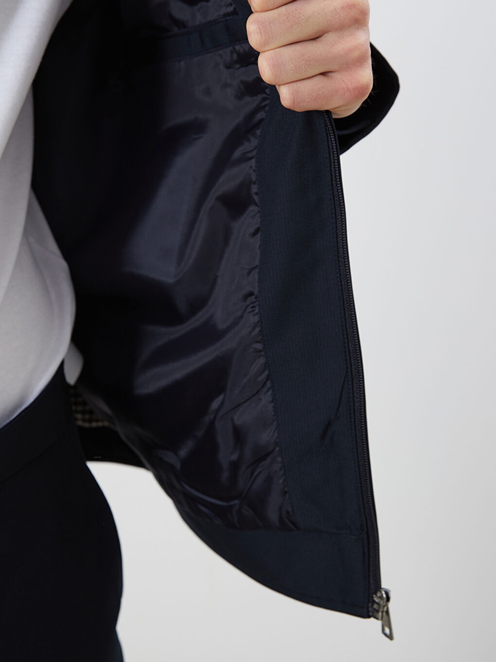 Lacivert Standart Kalıp Dik Yaka Erkek Mont-3