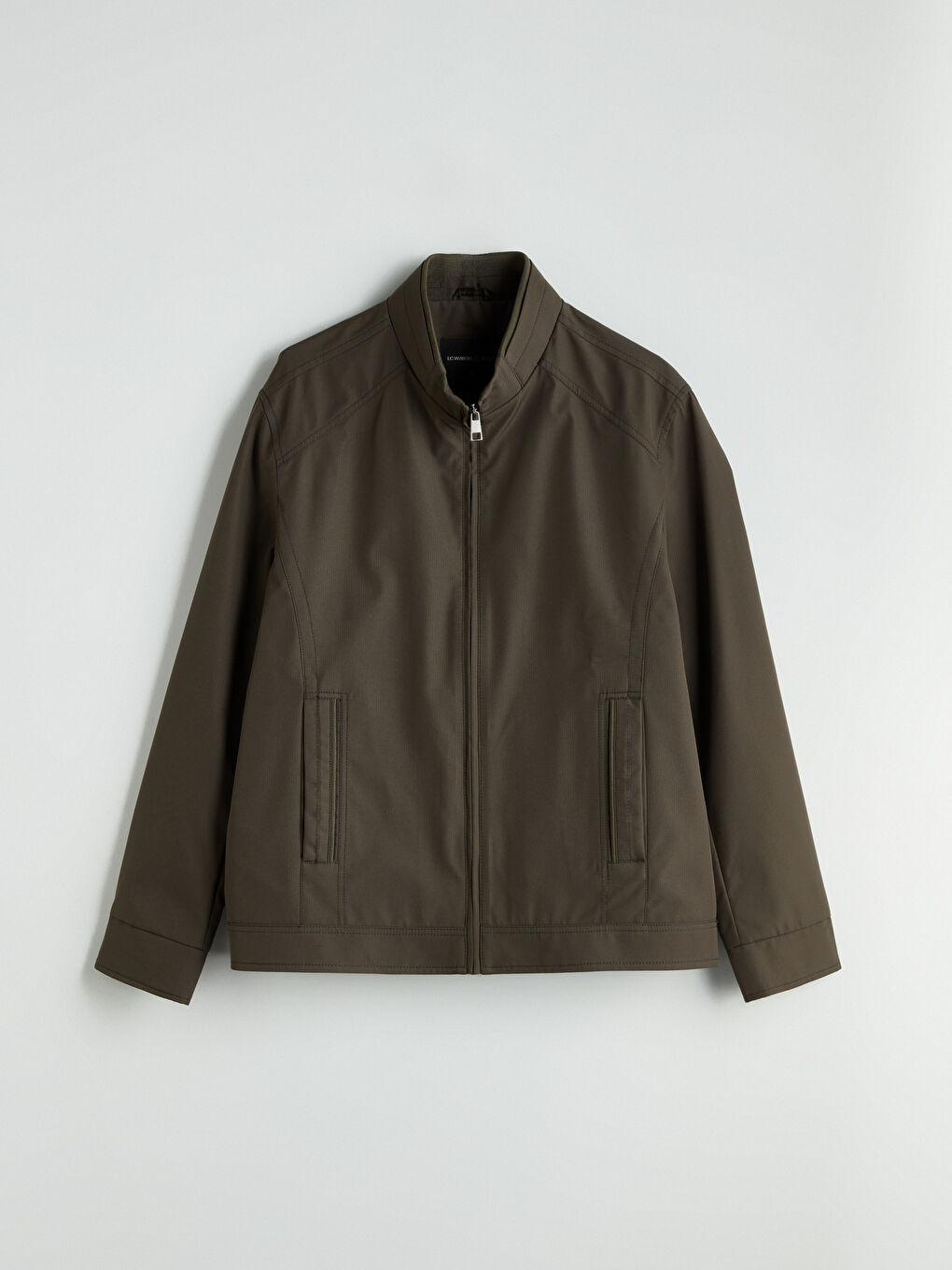 Haki Standart Kalıp Dik Yaka Erkek Mont-5