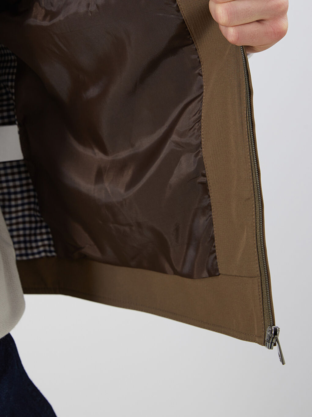 Haki Standart Kalıp Dik Yaka Erkek Mont-3