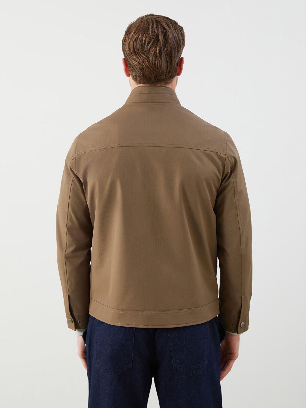 Haki Standart Kalıp Dik Yaka Erkek Mont-4