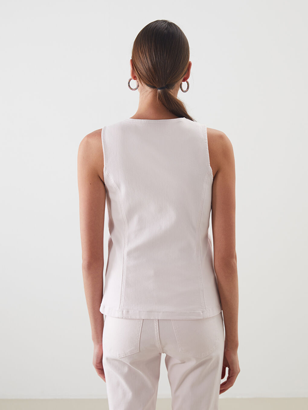 LCW Vision V Neck Women's Denim Waistcoat -S5PE24Z8-DMQ