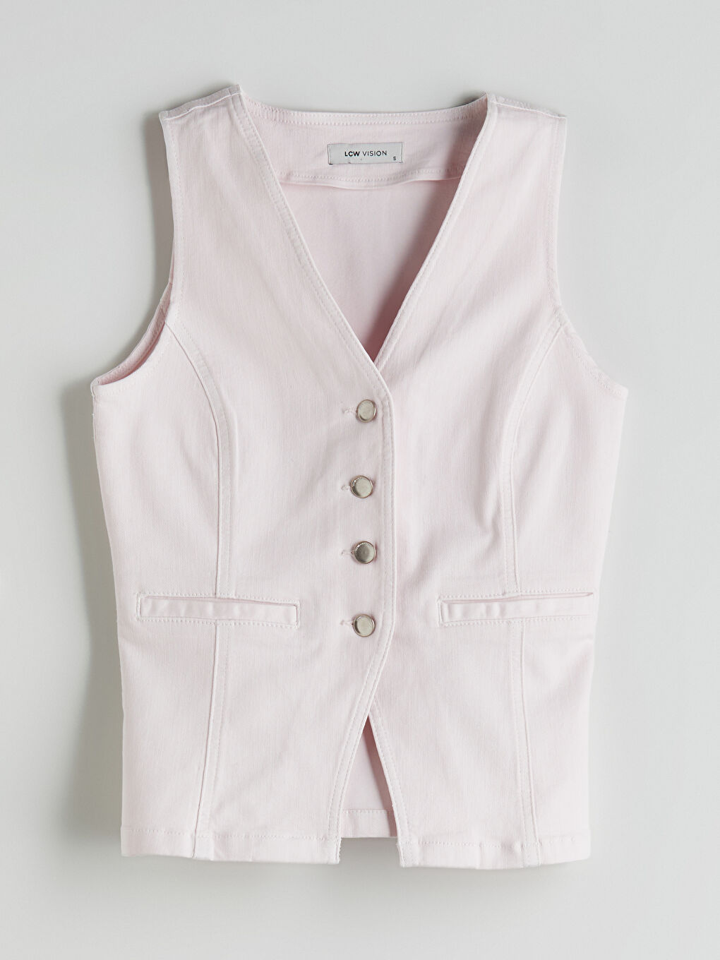 LCW Vision V Neck Women's Denim Waistcoat -S5PE24Z8-DMQ