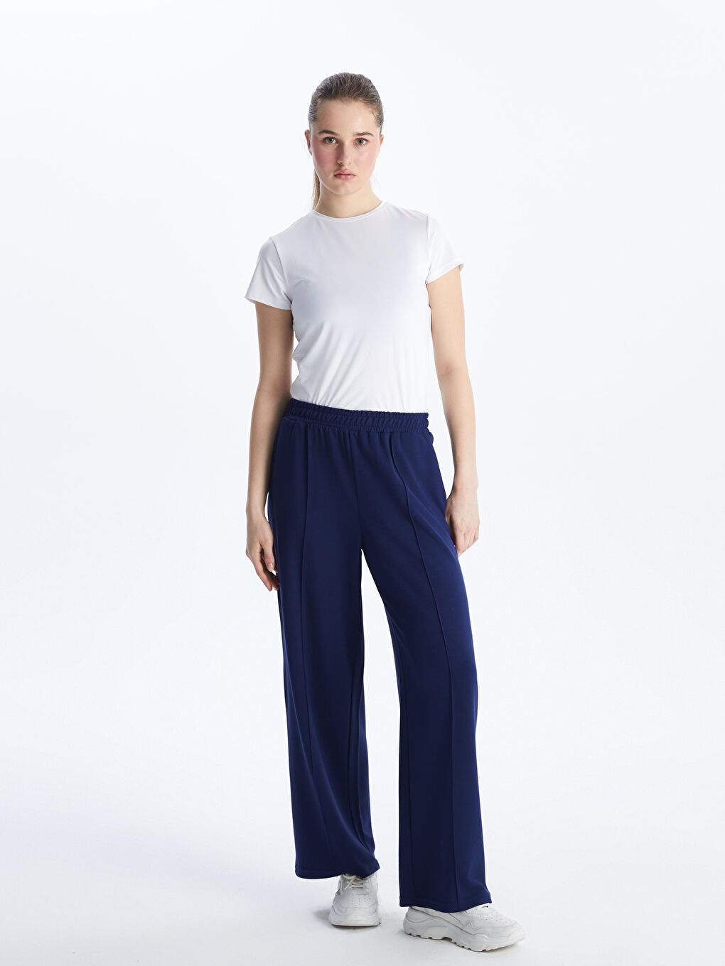 Mavi Beli Lastikli Kadın Eşofman Altı