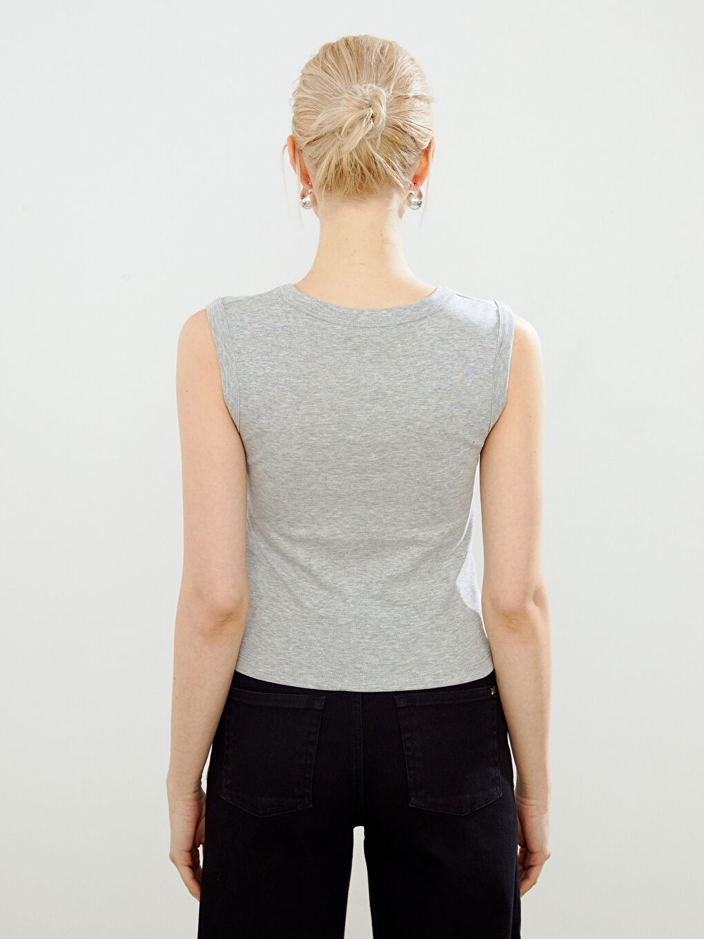 Gri V Yaka Kadın Atlet-3