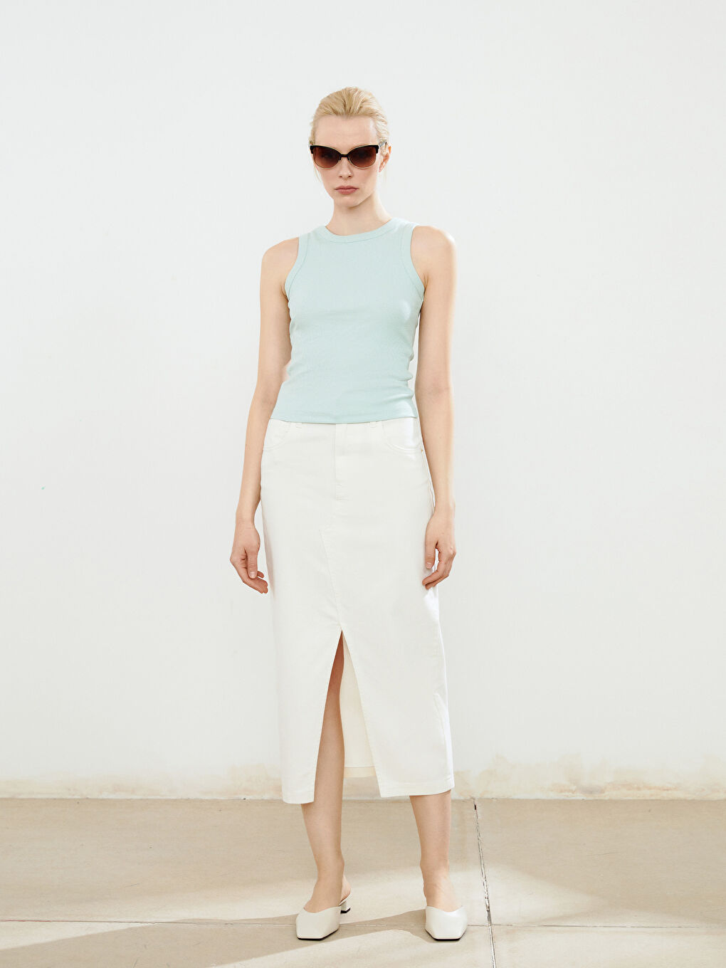 Yeşil Bisiklet Yaka Kadın Atlet-1