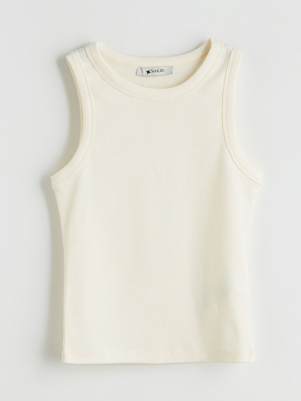 Ekru Bisiklet Yaka Kadın Atlet-4