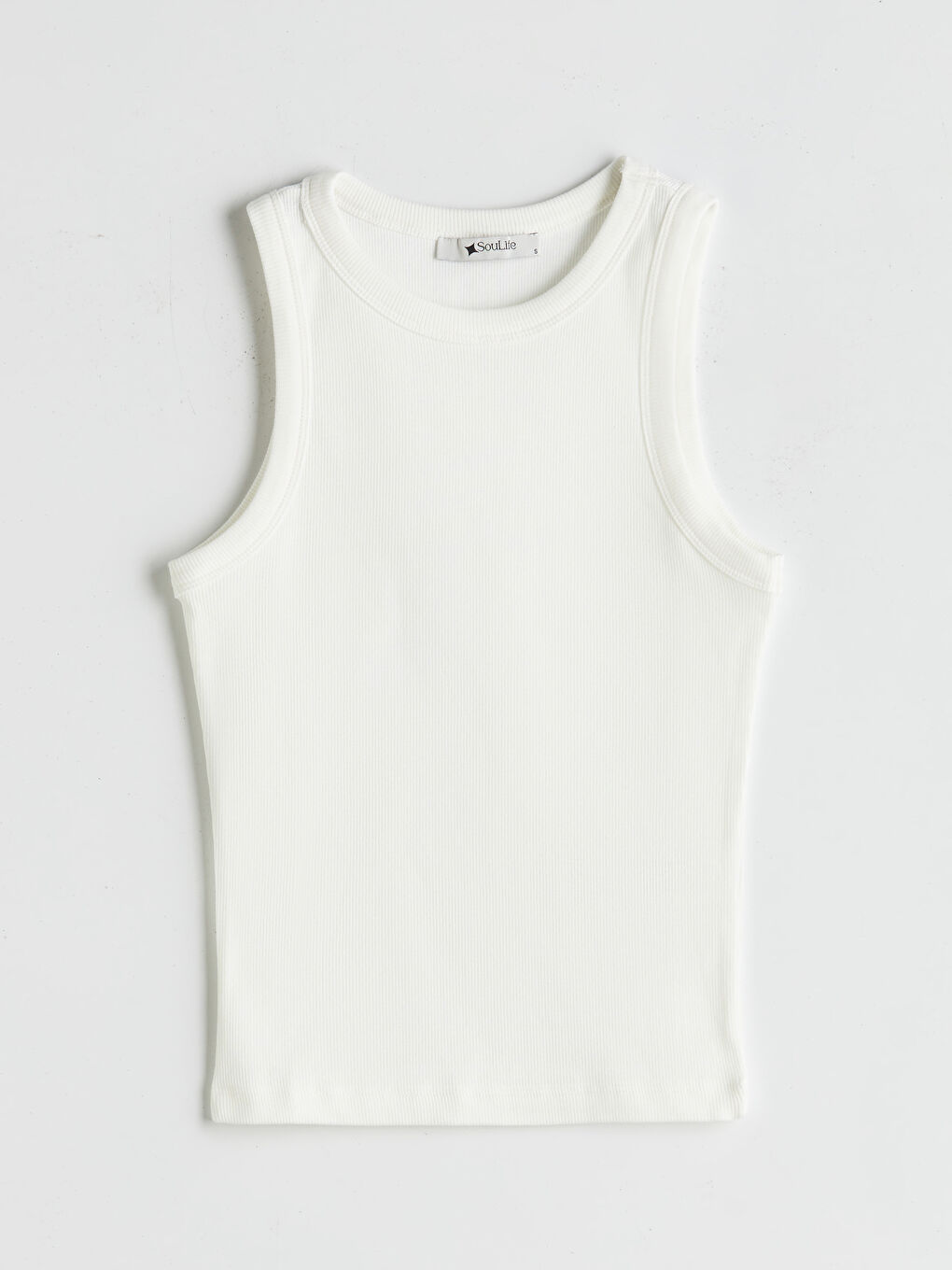 Beyaz Bisiklet Yaka Kadın Atlet-4