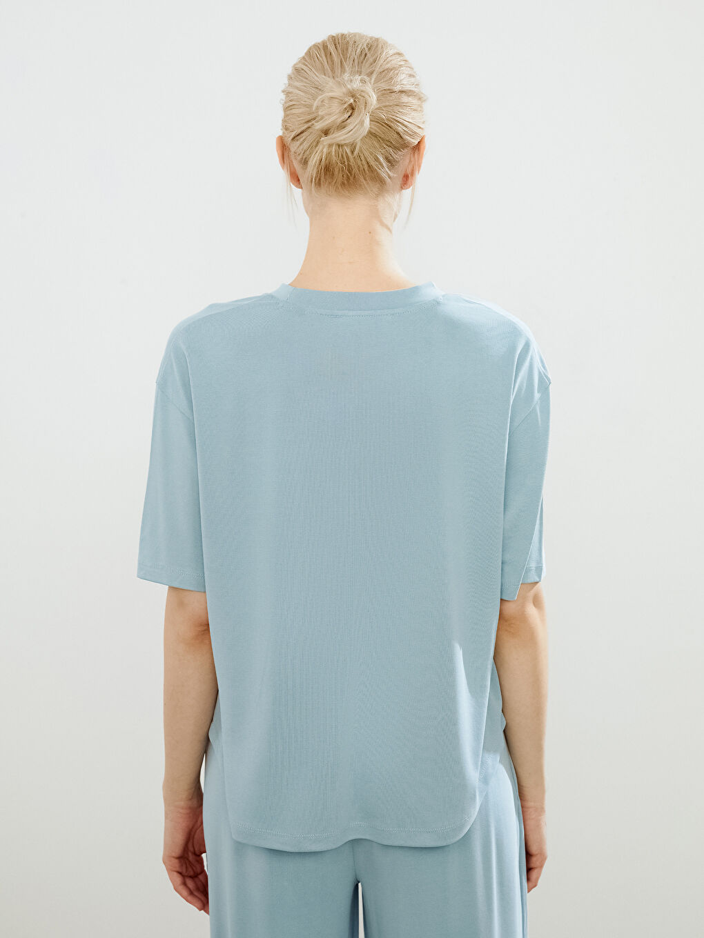 Mavi Bisiklet Yaka Modal Karışımlı Kadın Tişört-3