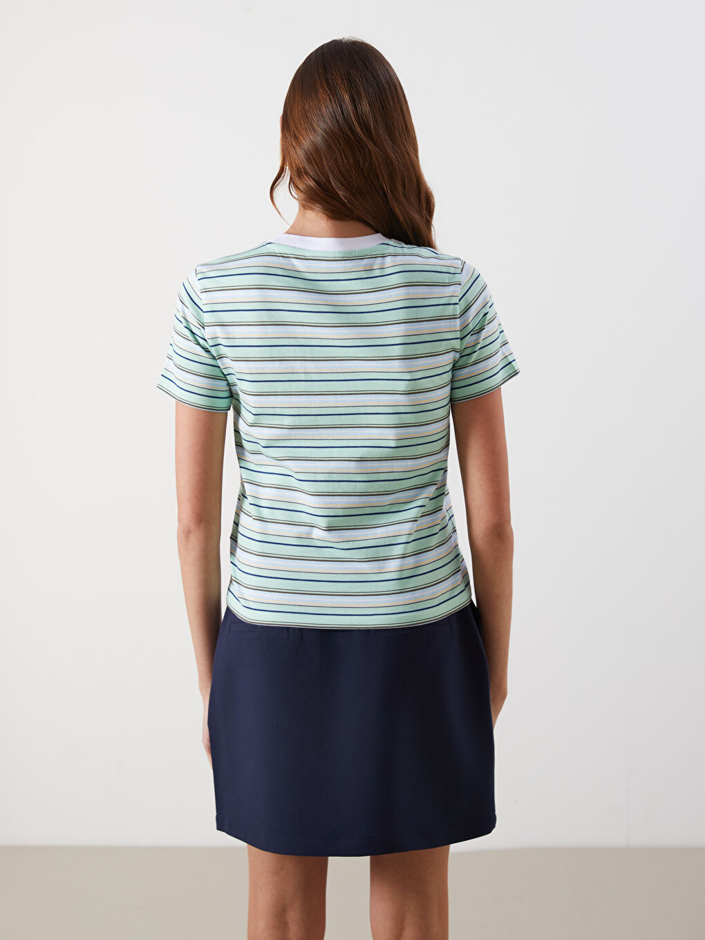 Crew Neck Striped Women's T-Shirt -S5PE46Z8-LRR