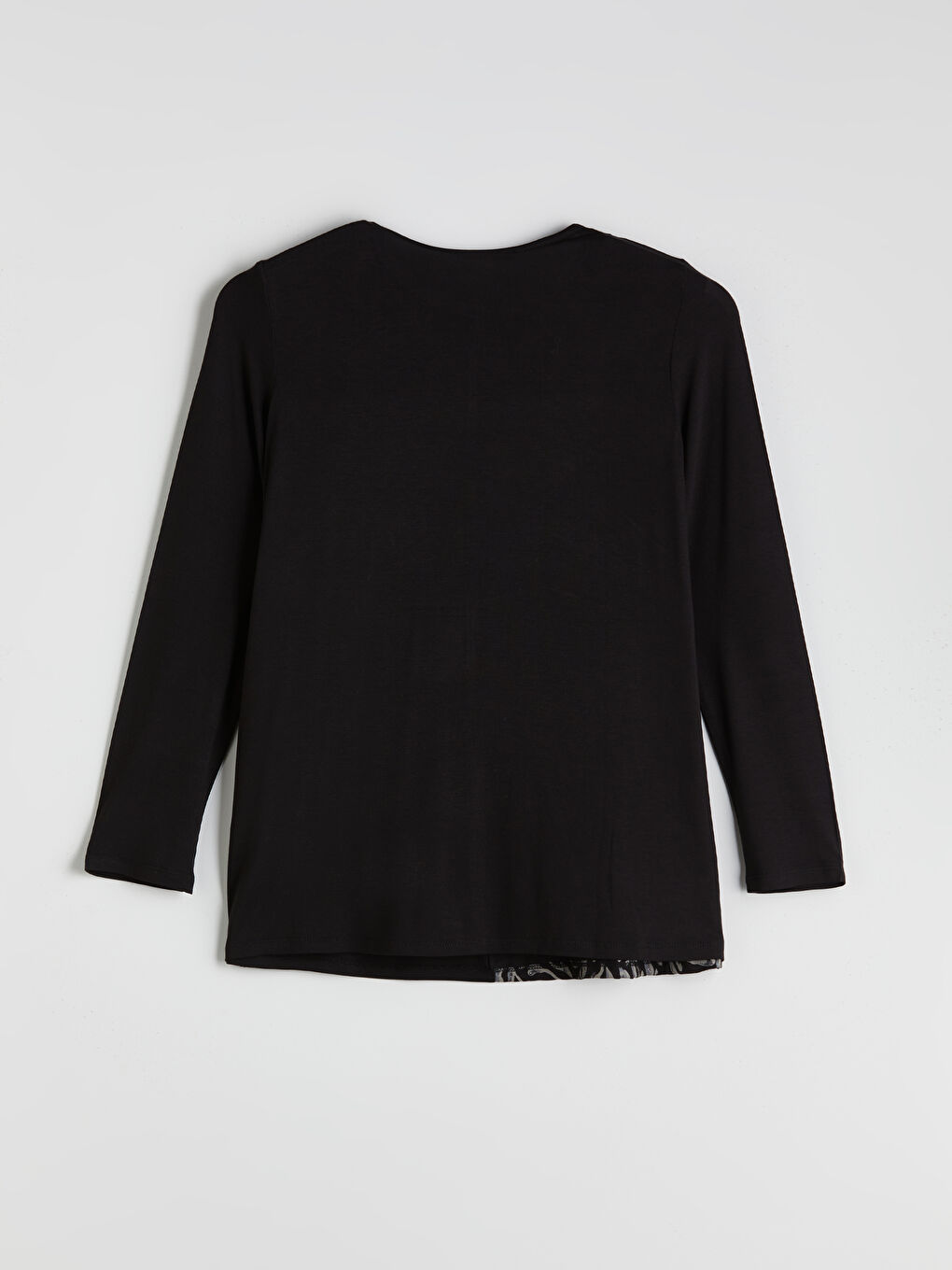 Siyah Bisiklet Yaka Desenli Bluz-5