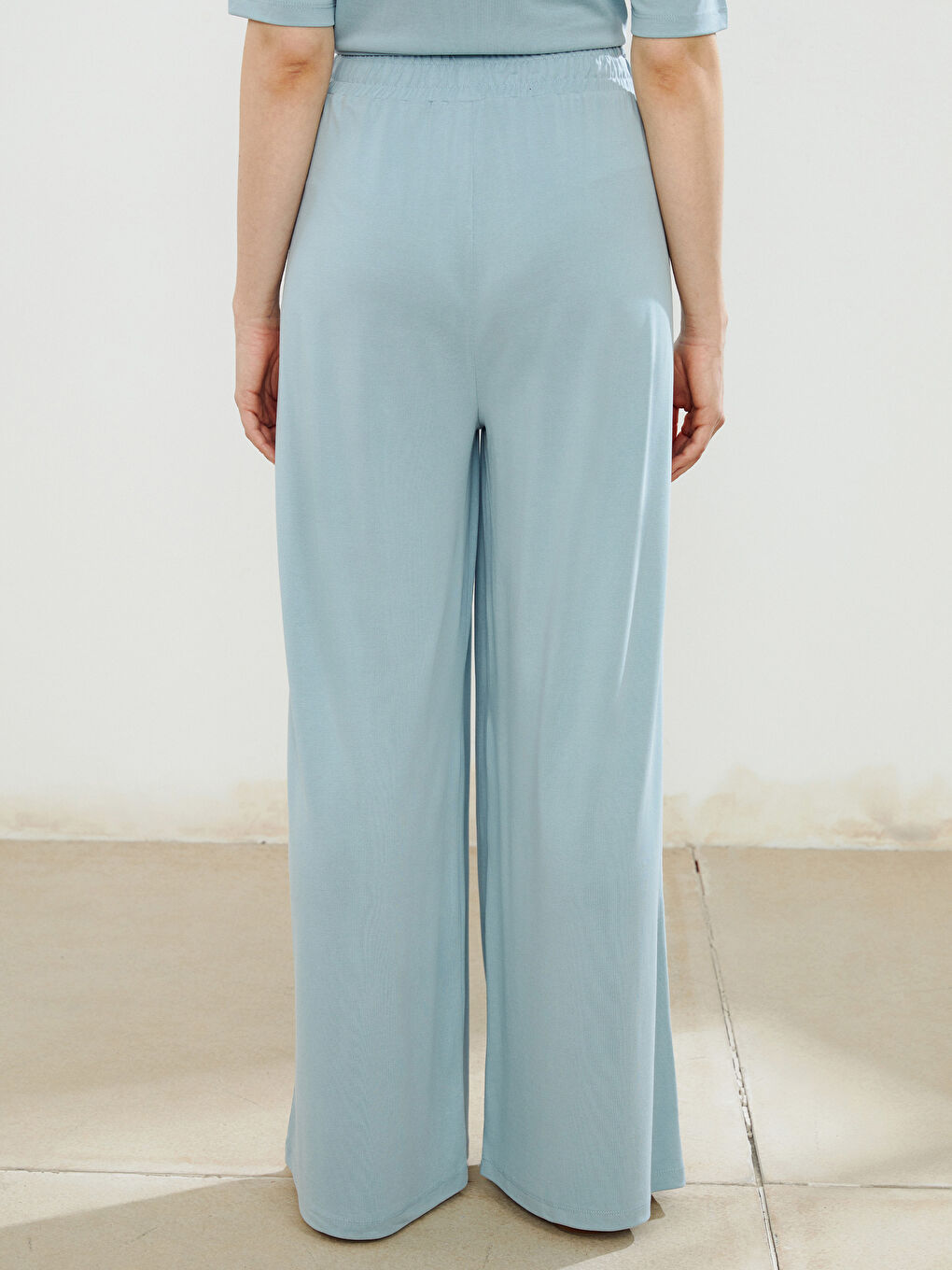 Mavi Beli Lastikli Modal Karışımlı Kadın Eşofman Altı-3