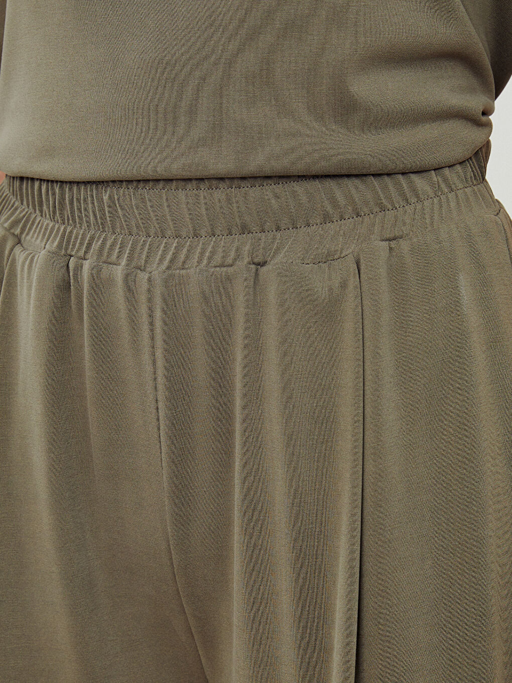 Haki Beli Lastikli Modal Karışımlı Kadın Eşofman Altı-2