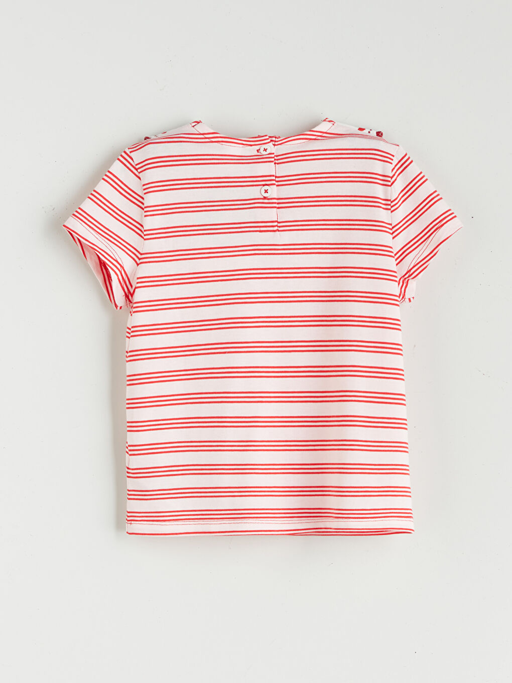 Ekru Polo Yaka Çizgili Kız Çocuk Tişört-1