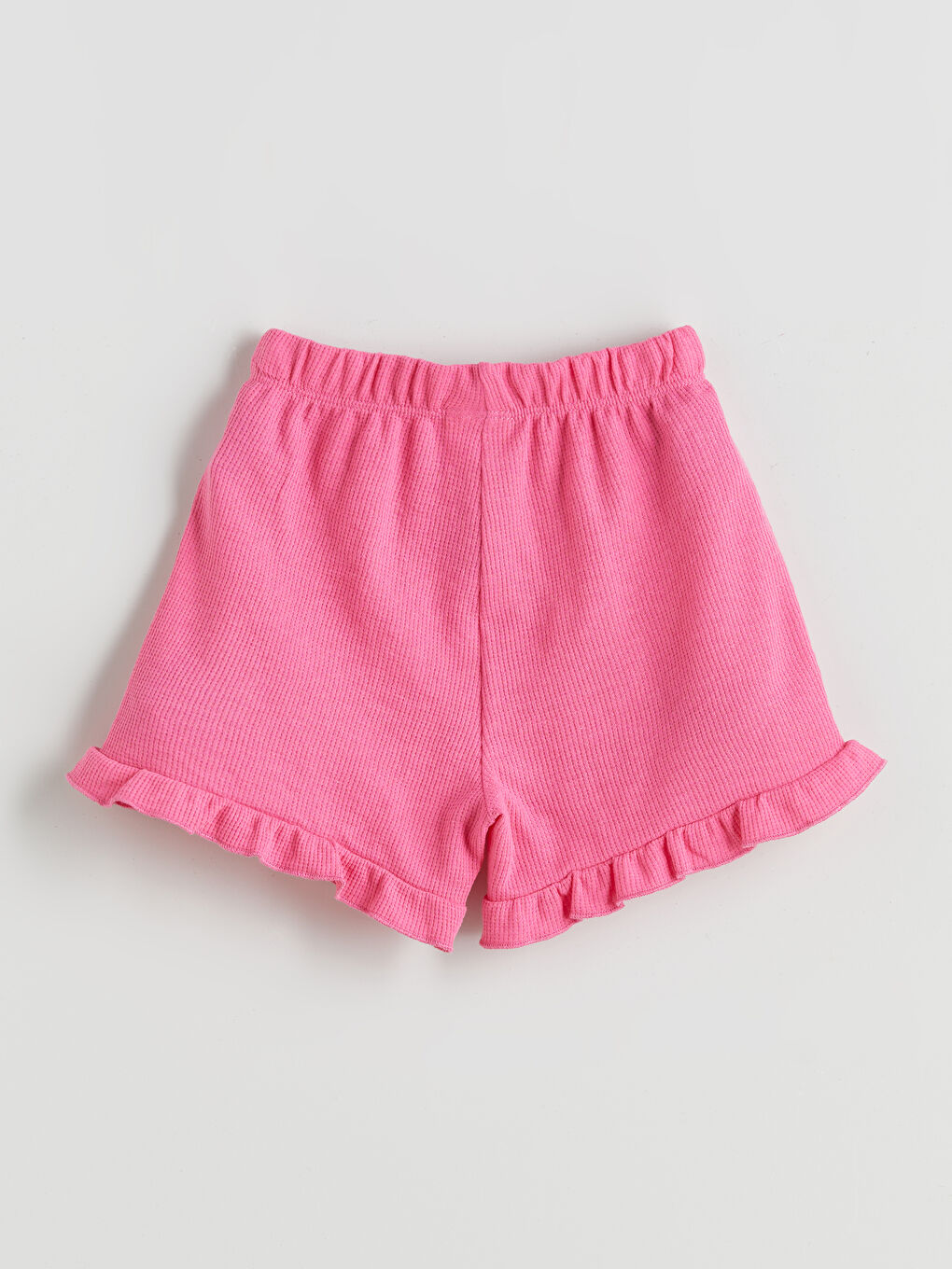 Pembe Beli Lastikli Fırfırlı Kız Çocuk Şort-1
