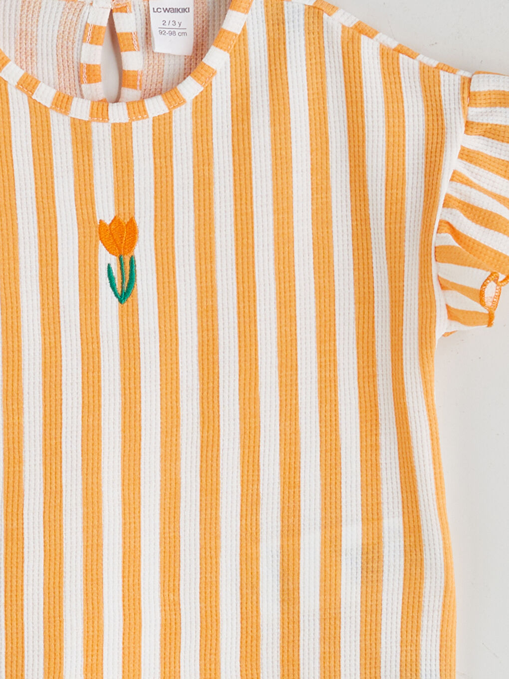 Turuncu Çiçekli Kız Çocuk Tişört ve Şort 2'li-5