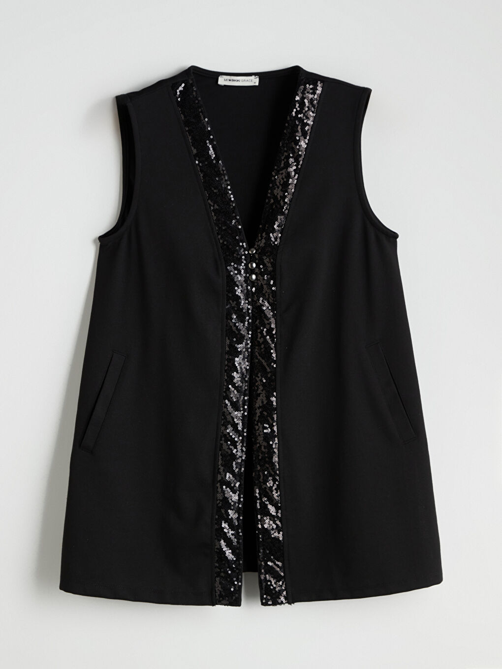 LCW ECO V Neck Sequined Women's Waistcoat -S5PE77Z8-CVL