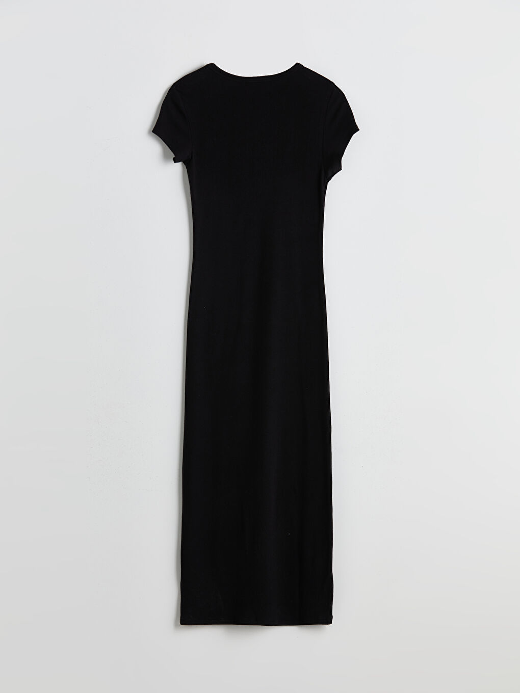 Siyah Bisiklet Yaka Bodycon Elbise-5