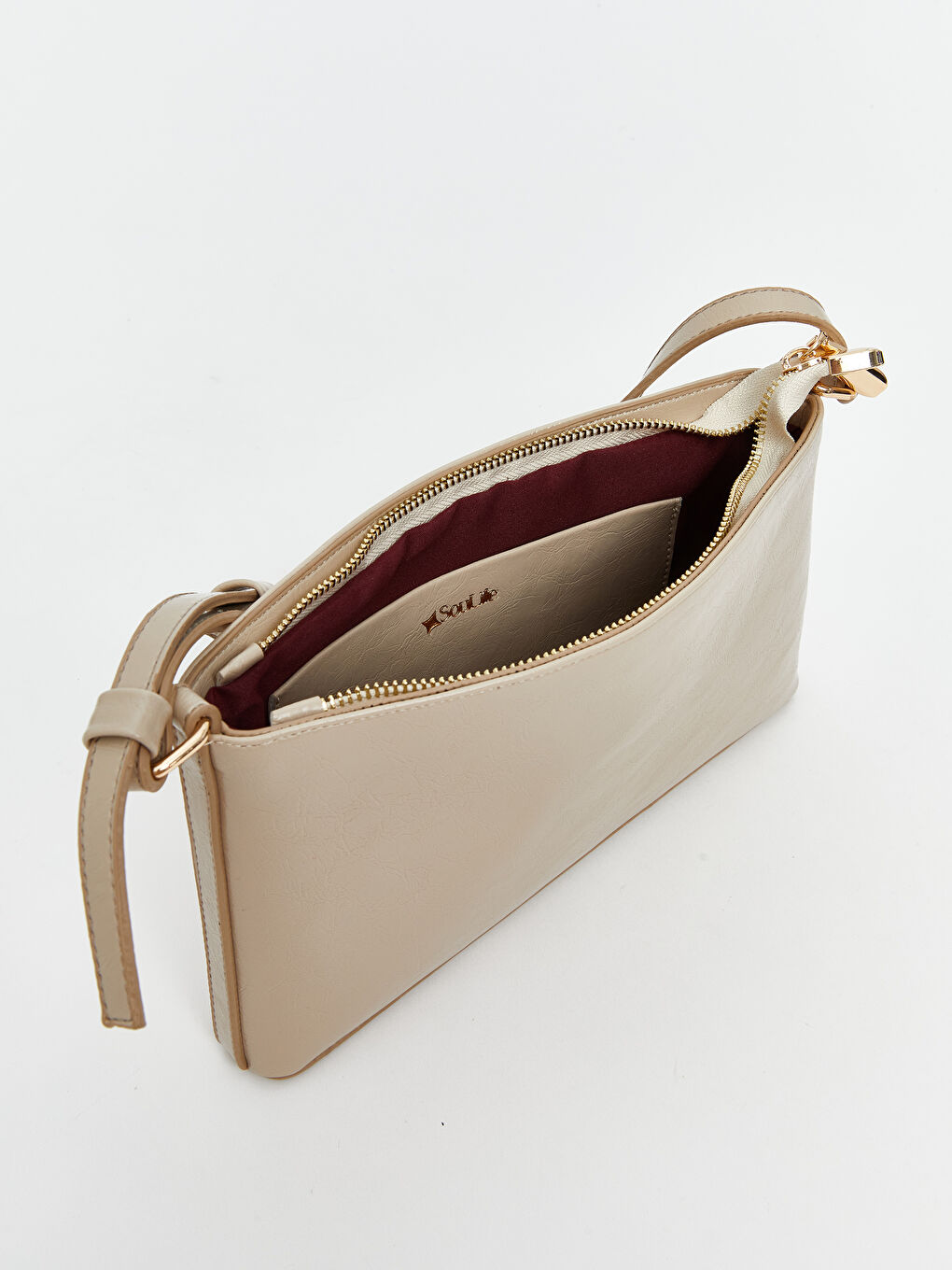 Bej Ayarlanabilir Askılı Kadın Omuz Çantası-5