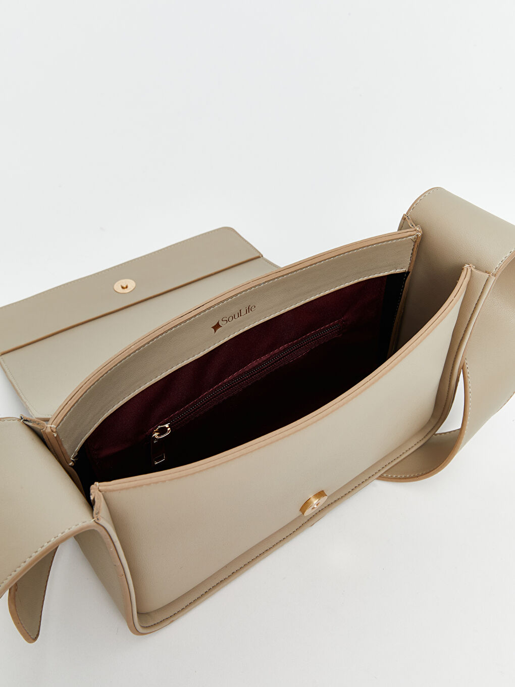 Bej Ayarlanabilir Askılı Kadın Omuz Çantası-4