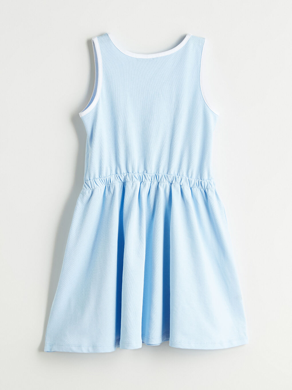 Mavi Bisiklet Yaka Stitch Baskılı Kız Çocuk Elbise-2