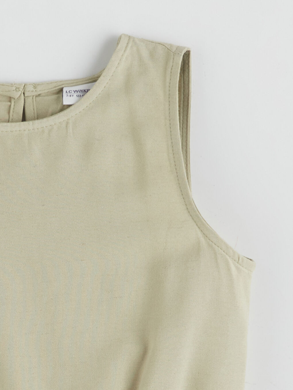 Yeşil Bisiklet Yaka Keten Karışımlı Kız Çocuk Bluz-1