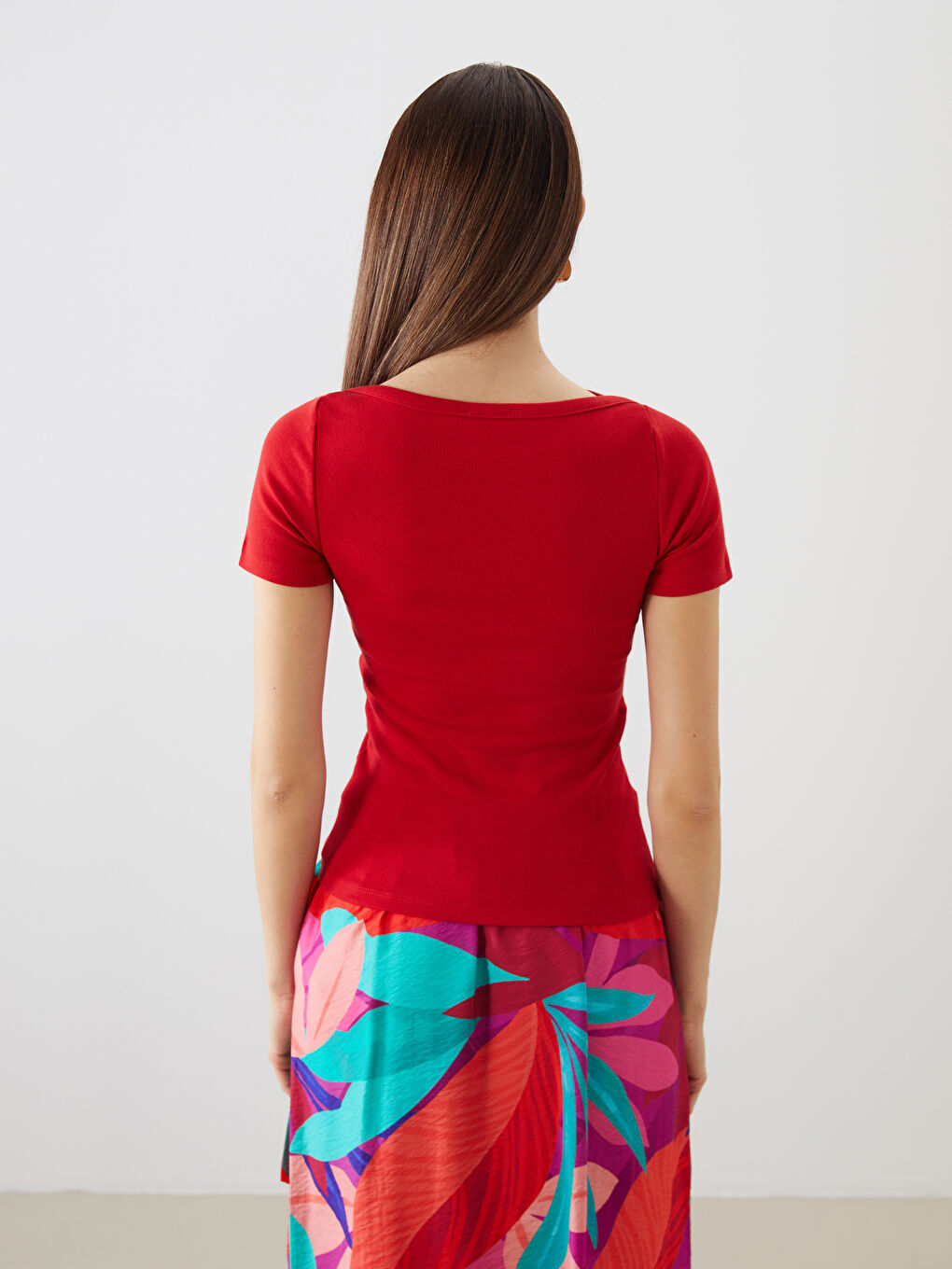 LCWAIKIKI Classic Slash Neck Women's T-Shirt -S5PF33Z8-HJM