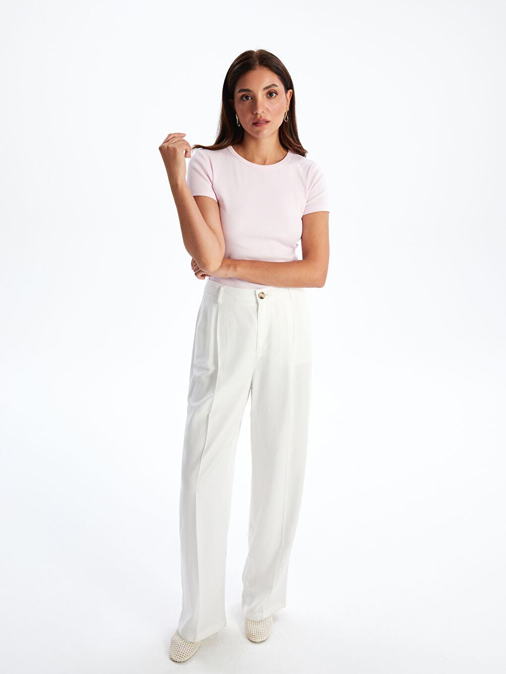 Crew Neck Textured Women's T-Shirt -S5PF34Z8-FWW