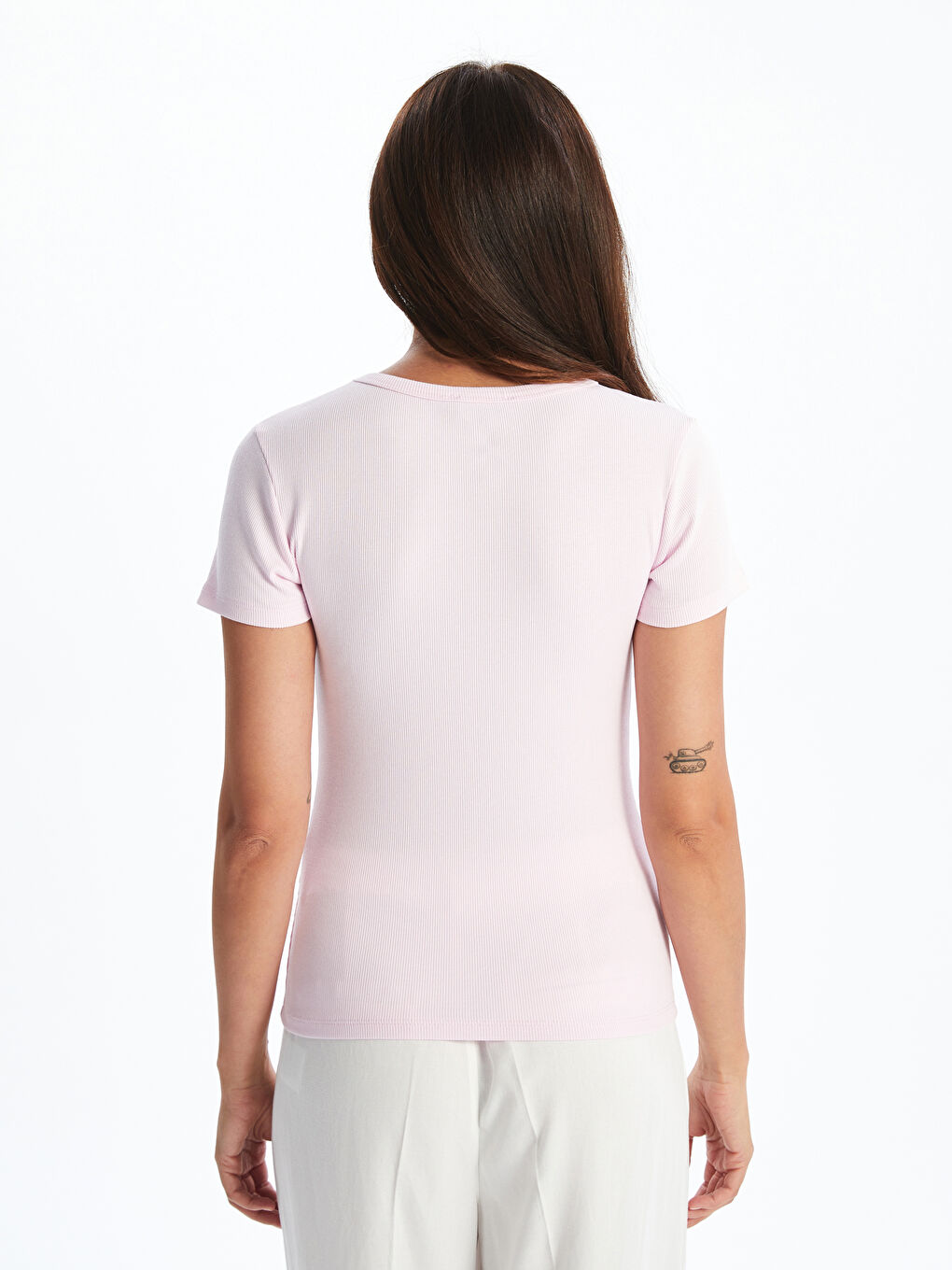 Crew Neck Textured Women's T-Shirt -S5PF34Z8-FWW