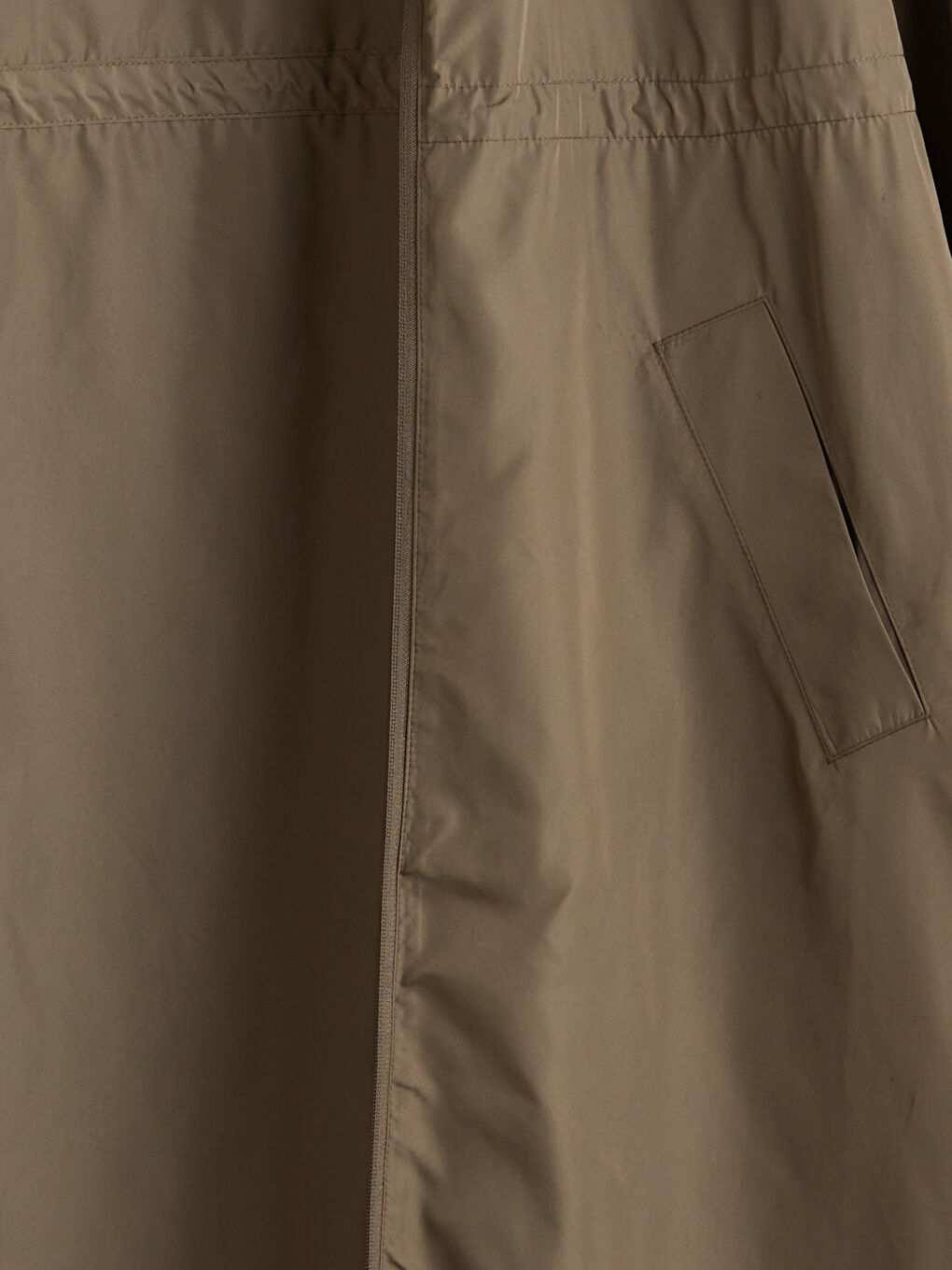 Bej Dik Yaka Oversize Kadın Yağmurluk-6