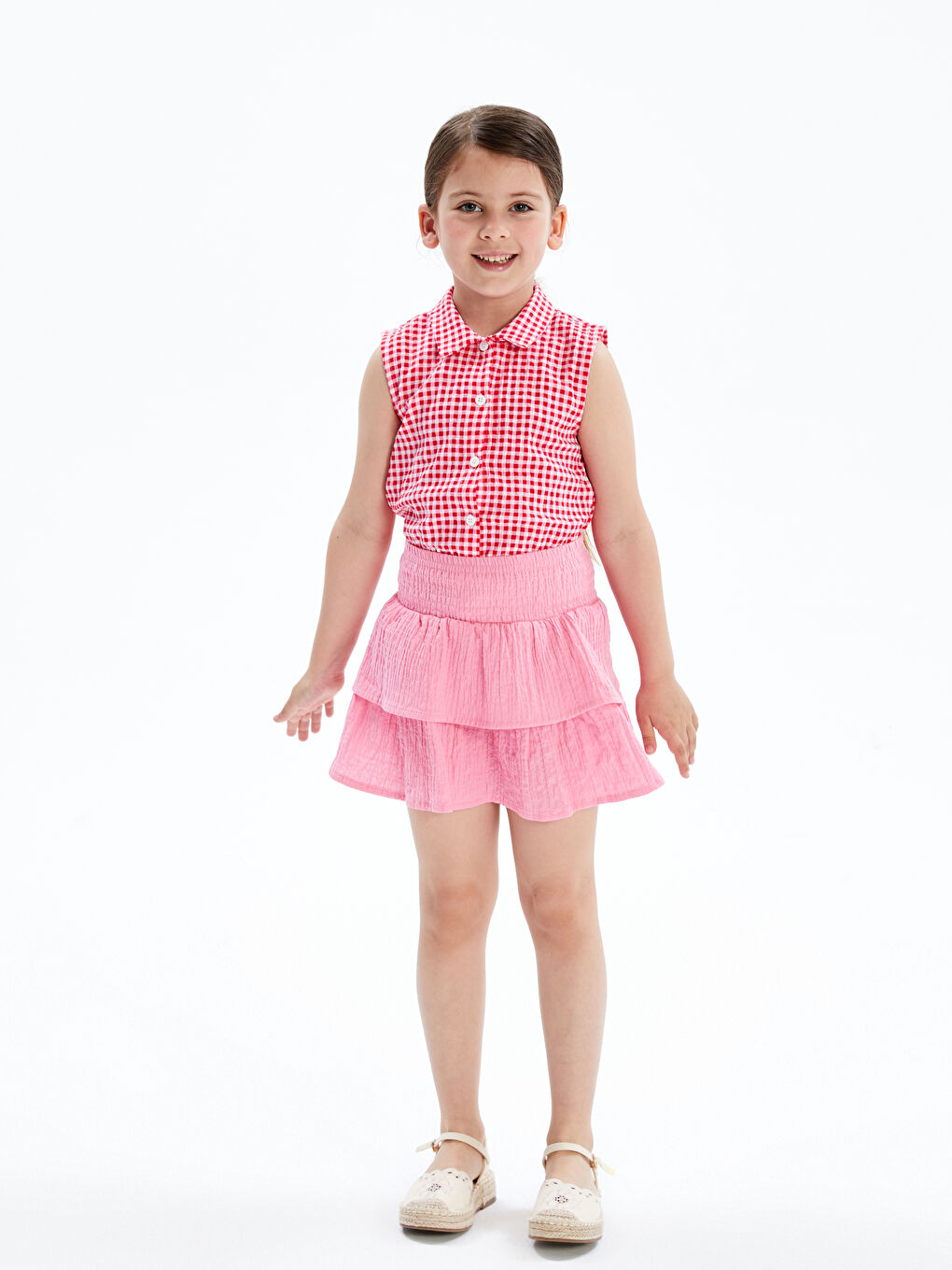 Elastic Waist Pleated Girl Skirt -S5PF41Z1-FNL