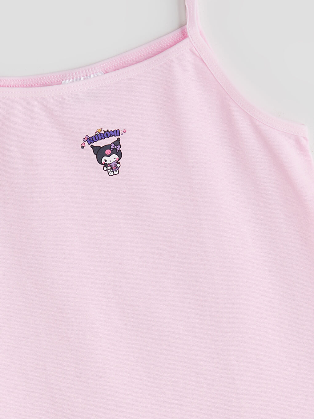 Pembe Kare Yaka Kuromi Baskılı Kız Çocuk Atlet-1