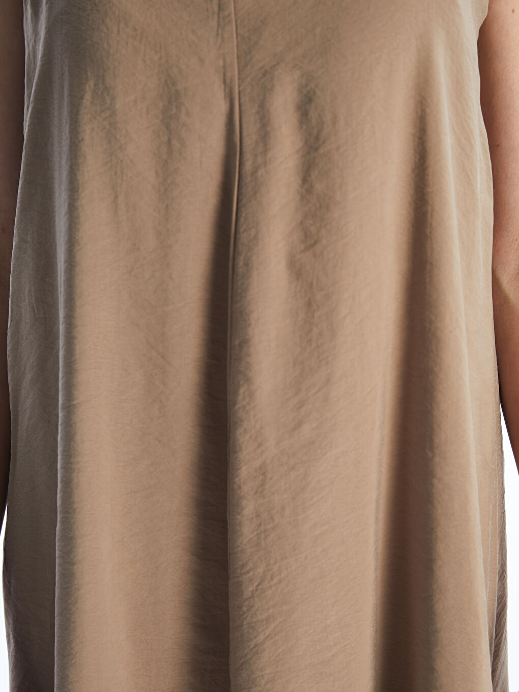 Kahverengi V Yaka Modal Karışımlı Elbise-2