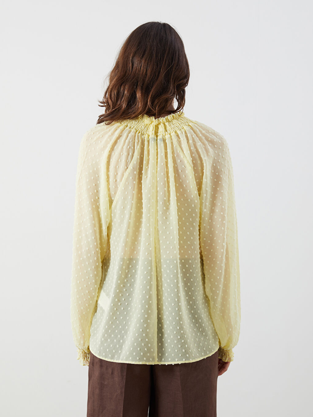 Blouse Surdimensionnée Texturée à Col Lavallière-3