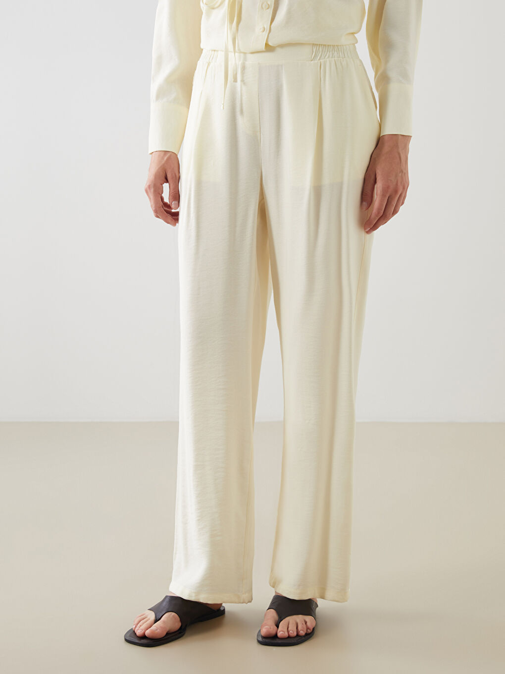 LCWAIKIKI Classic Elasticated Waist Women's Pleated Trousers -S5PG51Z8-S3R